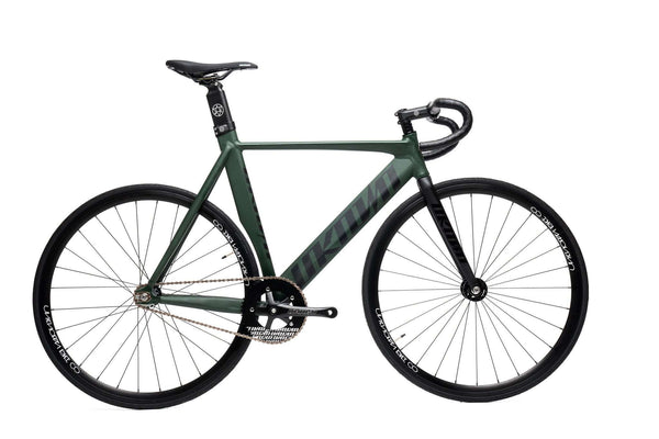 Unknown Singularity Green fixed gear bike - full side view