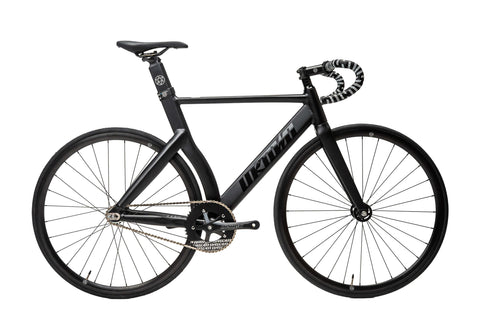 Unknown LV3 Black on Black fixed gear track bike - full side view