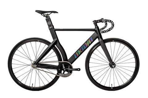 Image 1: Unknown LV3 Black Chameleon fixed gear track bike - full side view
