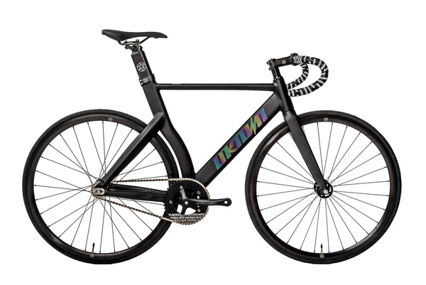 Image 1: Unknown LV3 Black Chameleon fixed gear track bike - full side view